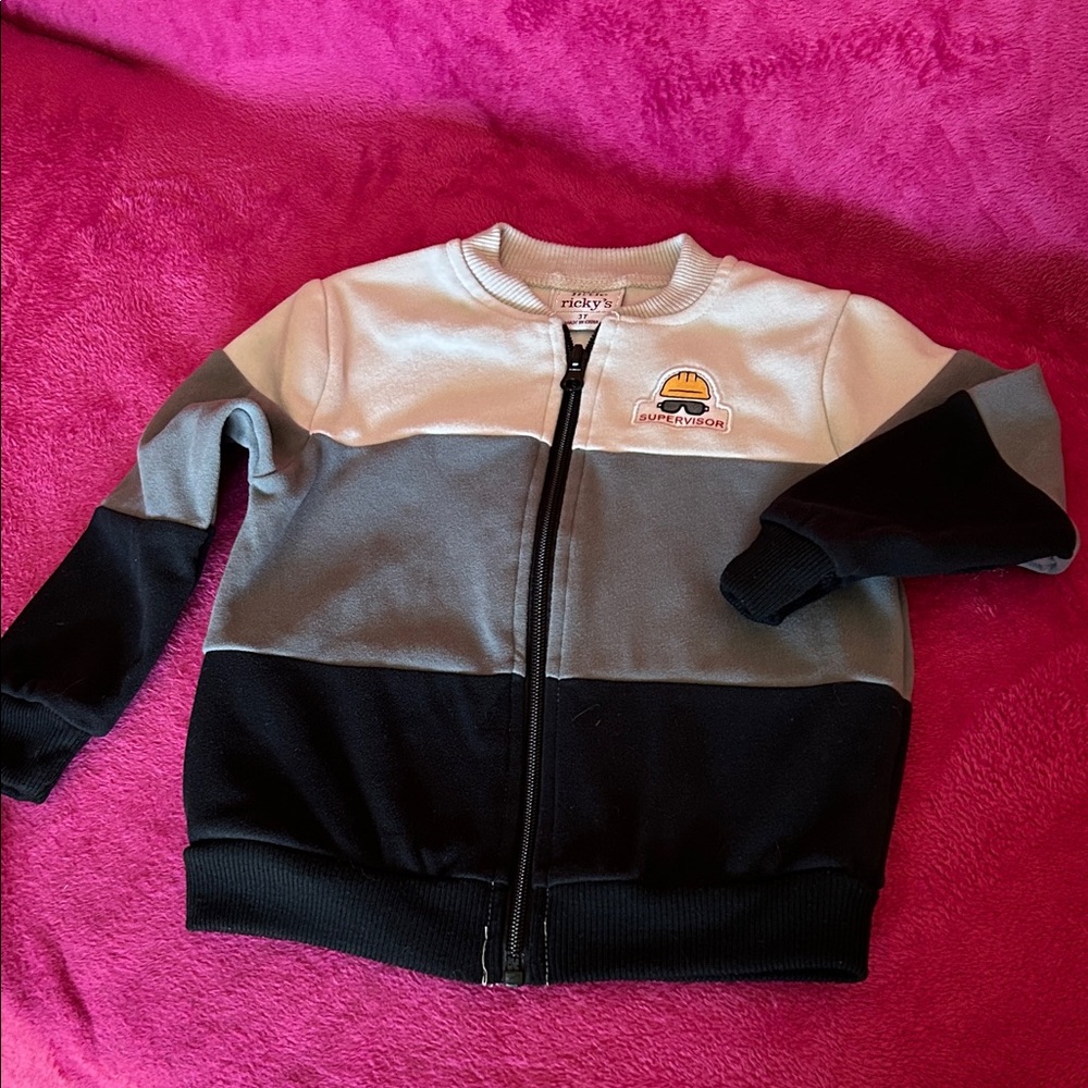 Kids Colorblock Jacket - Black and Gray